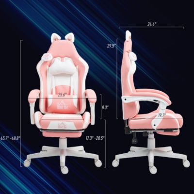 Cute Gaming Chair, Reclining Gamer Chair with Footrest,
