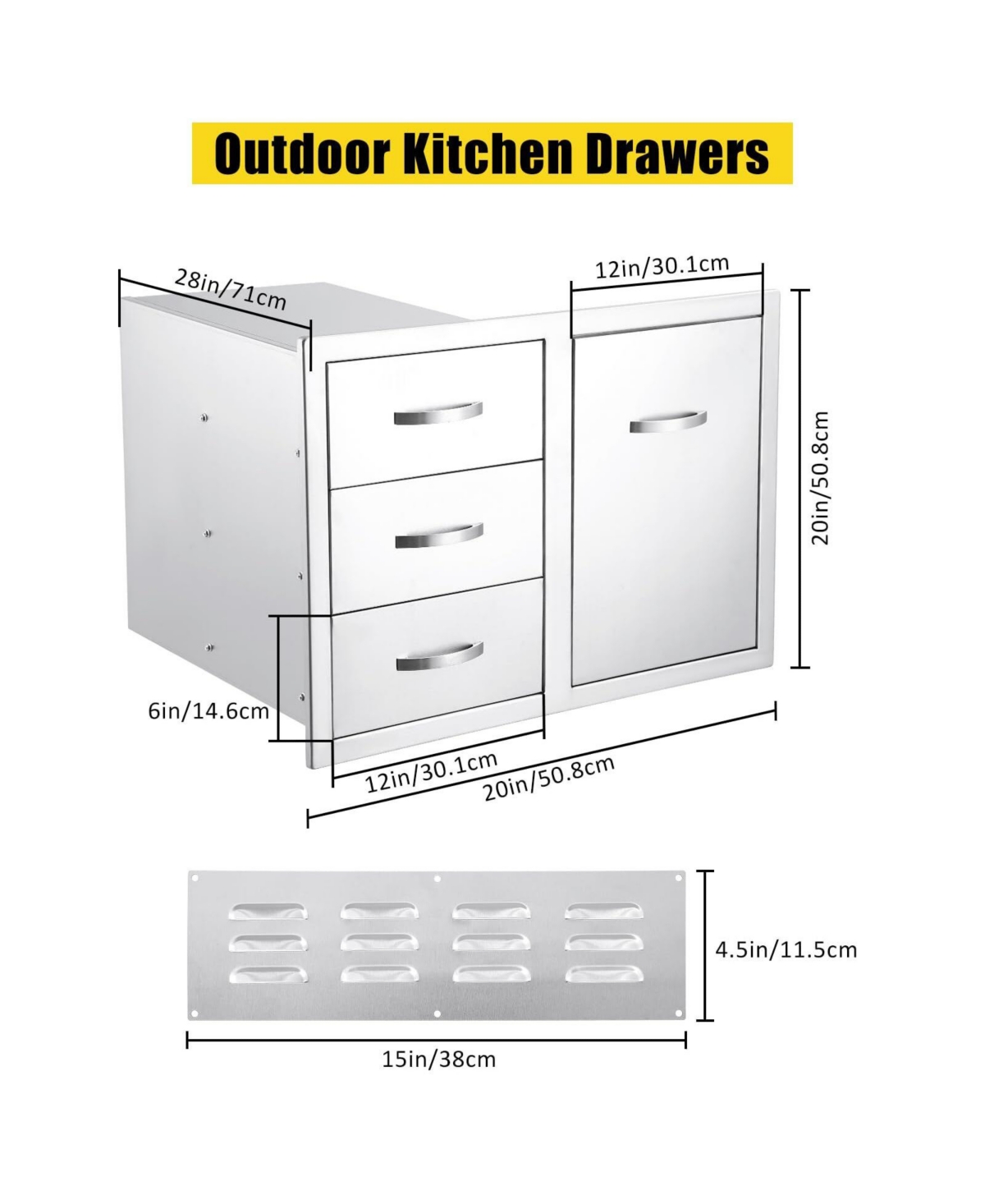 gaomon Outdoor Kitchen Drawer Combo 28''W x 20''H x 20''D, Bbq Access Door Drawers Combo with Stainless Steel, Outdoor Kitchen Trash Drawer for Bbq Gr
