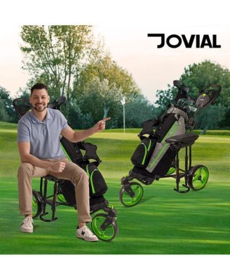 Foldable 3-Wheel Golf Push Cart with Scorecard Holder