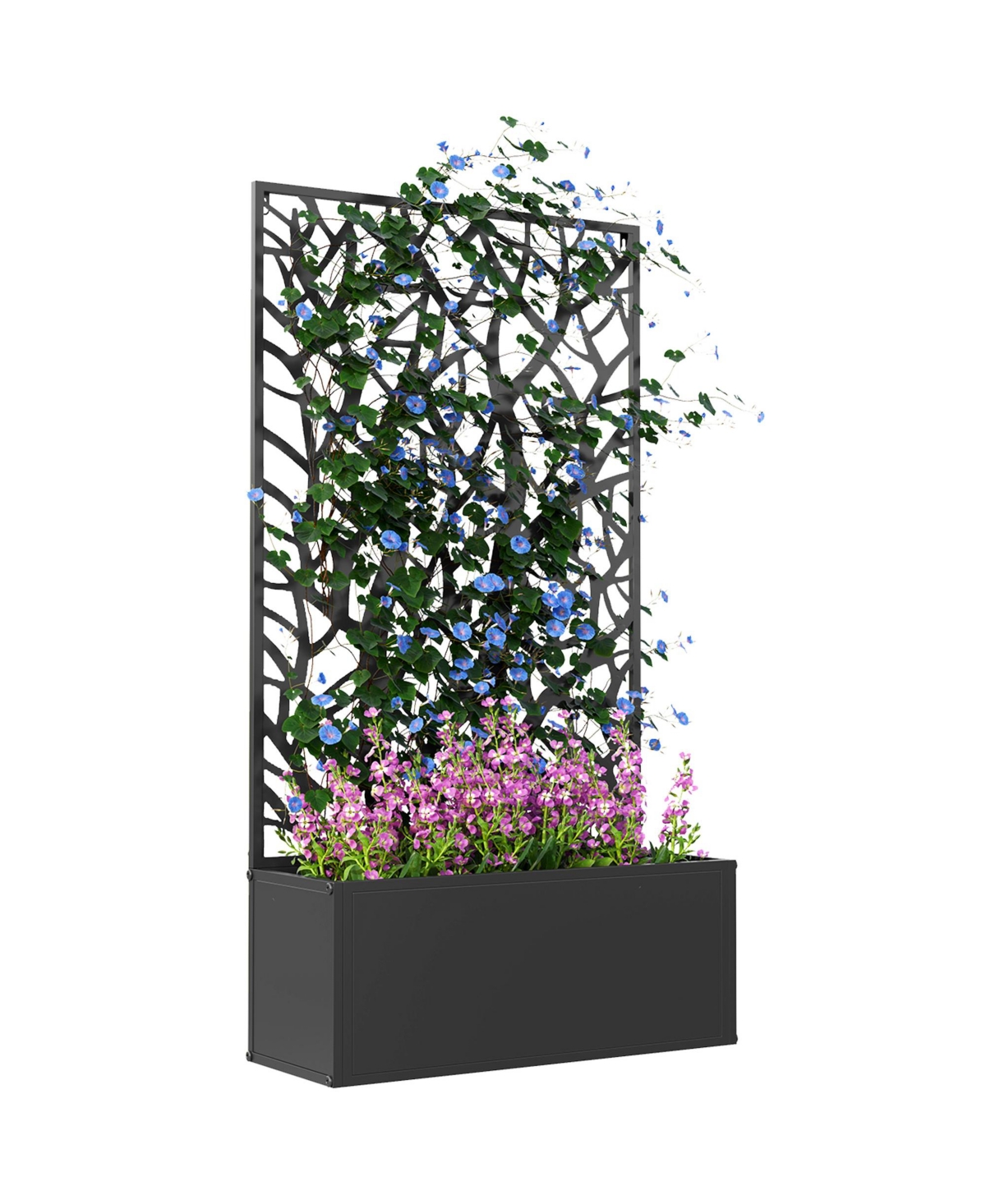 Garden Box with Privacy Panel, Outdoor Planter Box for Garden - Black