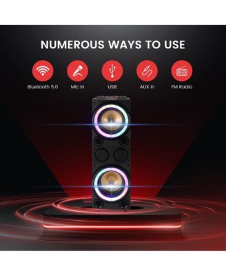 10" Portable Bluetooth PA Karaoke Speaker System with LED Lights, USB/SD/Remote Control & Rechargeable Battery