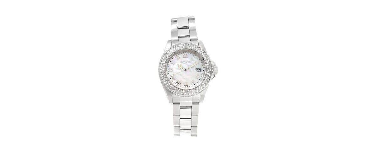 Women's 19873 Angel Quartz 3 Hand White Dial Watch - Silver