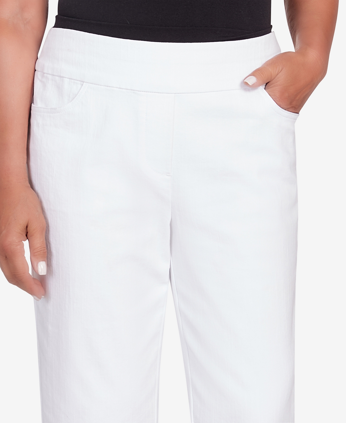 Alfred Dunner Plus Size Banded Denim Capri Pants In White
