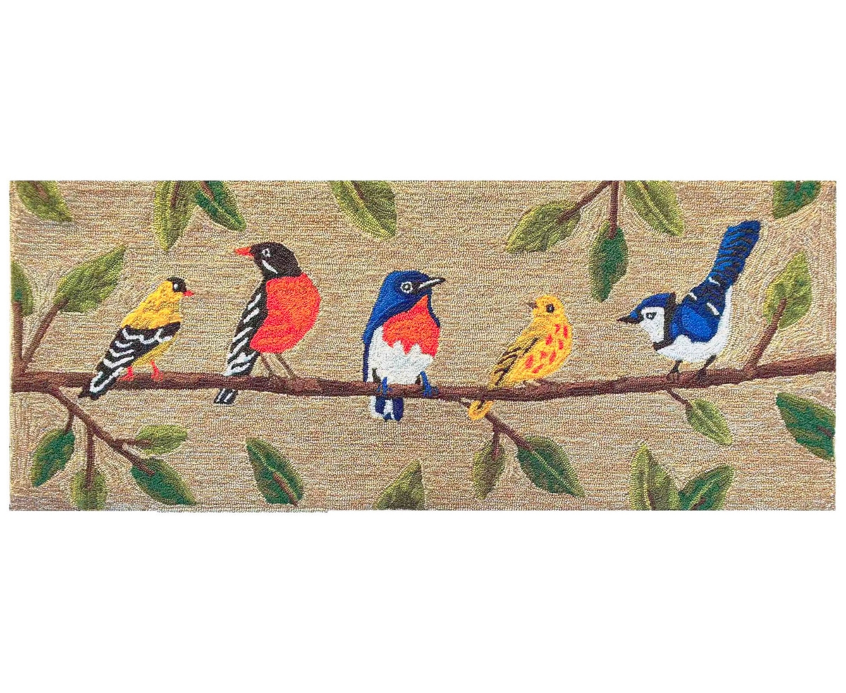 Liora Manne Frontporch Birds On A Branch 2'x5' Runner Area Rug In Tan