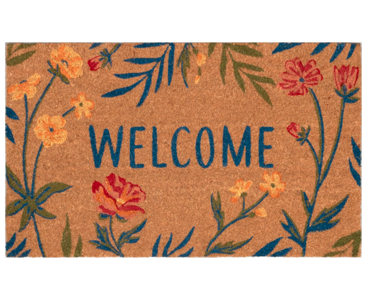 Liora Manne Natura Floral Welcome 1'6"x2'6" Area Rug In Tan
