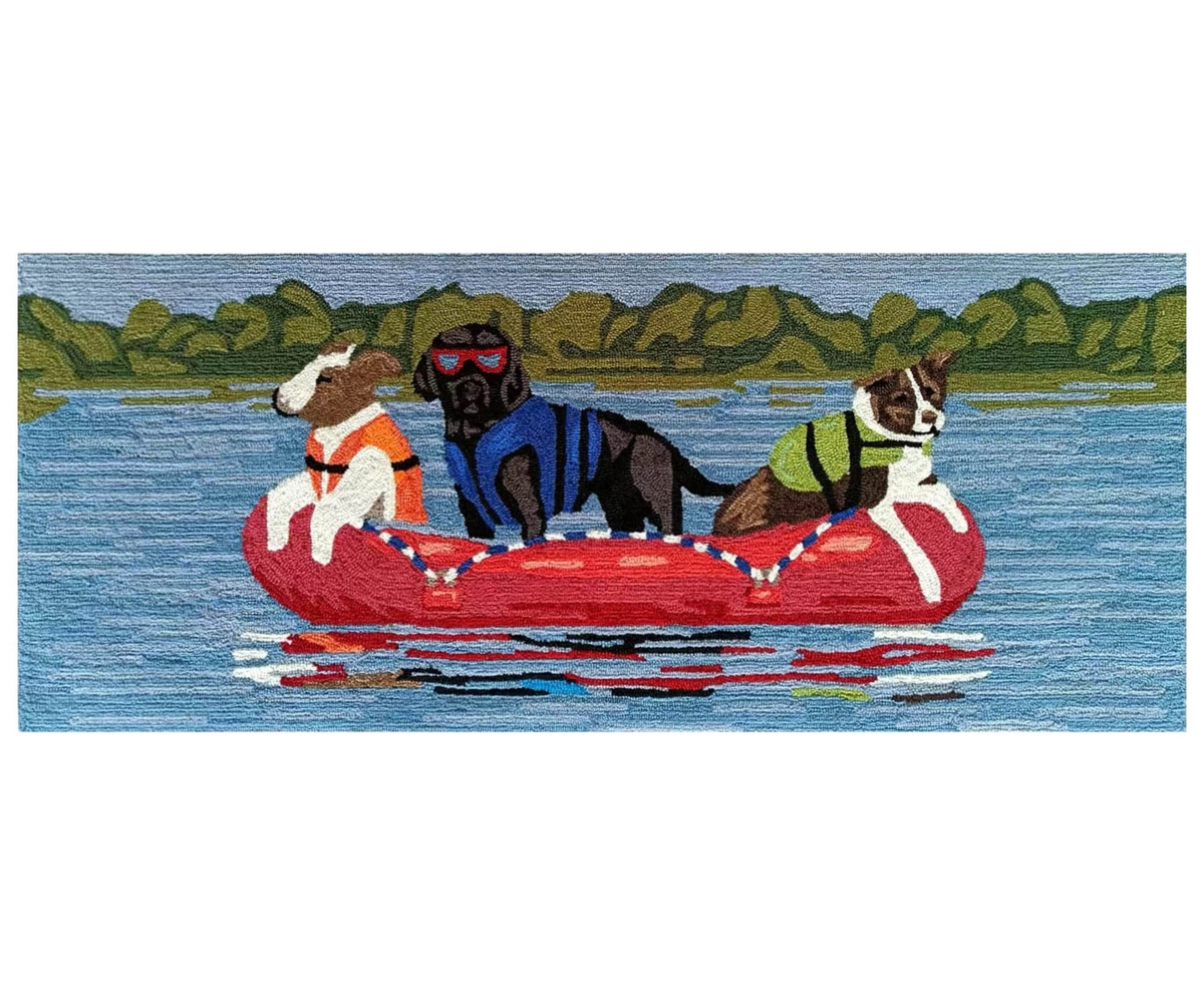Liora Manne Frontporch Rafting Dogs 2'x5' Runner Area Rug In Multi