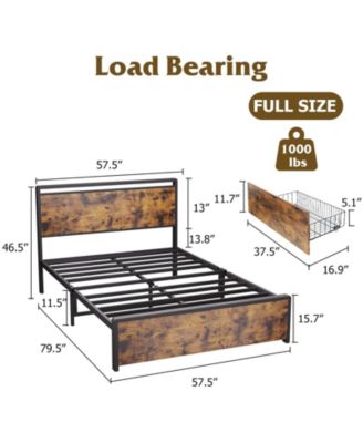 Full Bed Frame with 4 Storage Drawers and Headboard