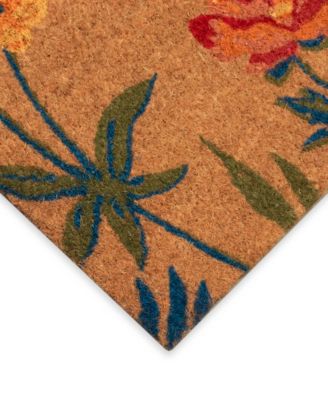 Liora Manne Natura Floral Welcome Rug Collection In Tan