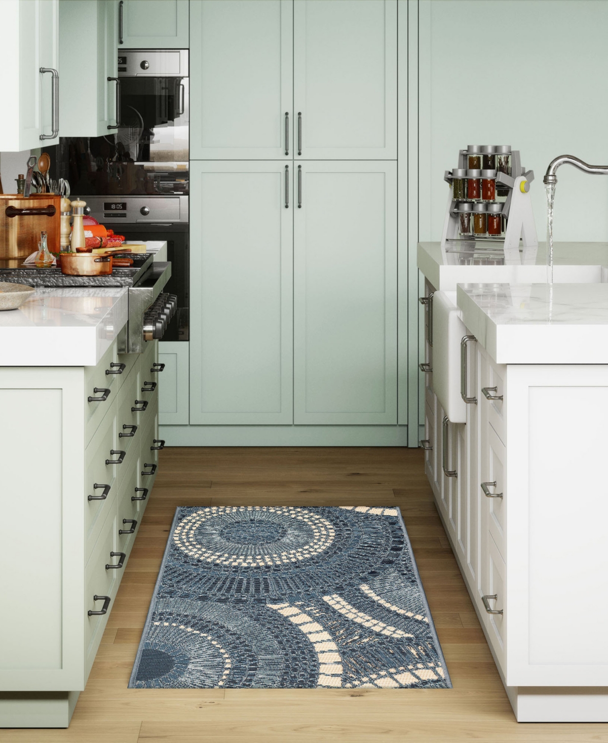 Liora Manne Esencia Circles 2'x2'10" Area Rug In Blue,ivory