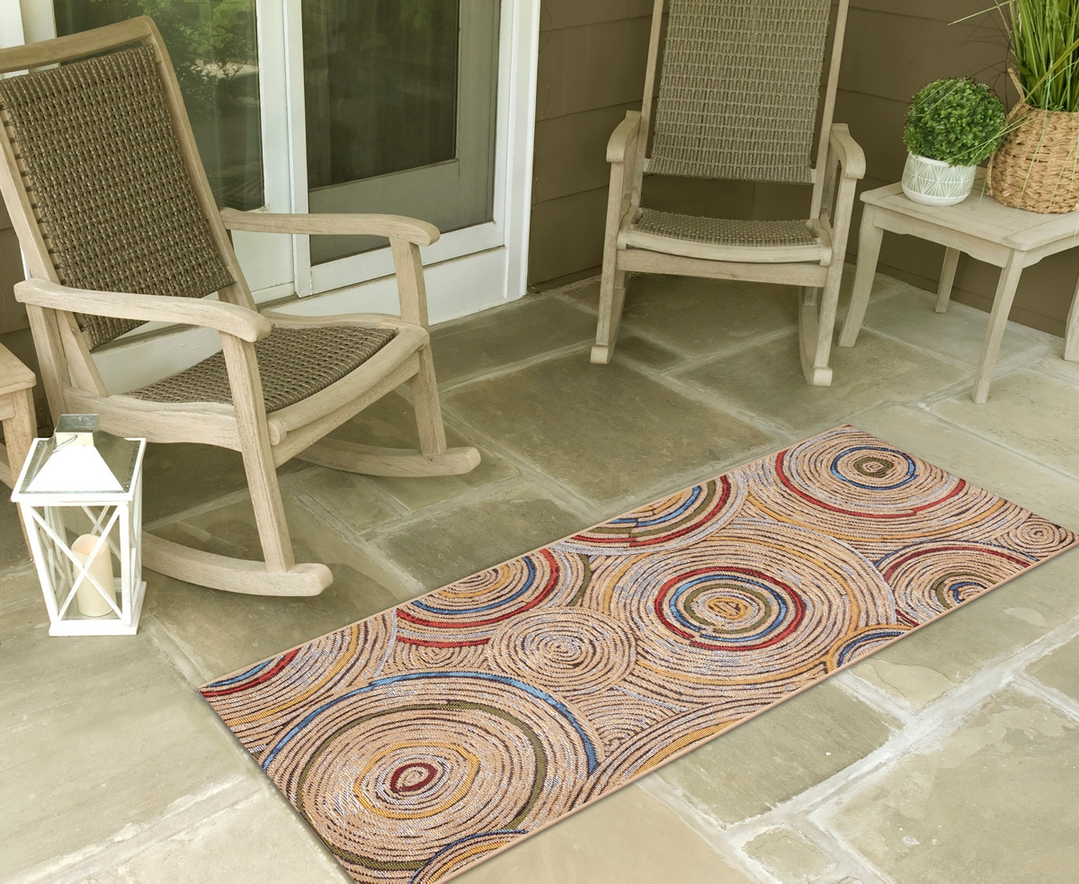 Liora Manne Esencia Basket Circles 1'11"x4'11" Runner Area Rug In Multi
