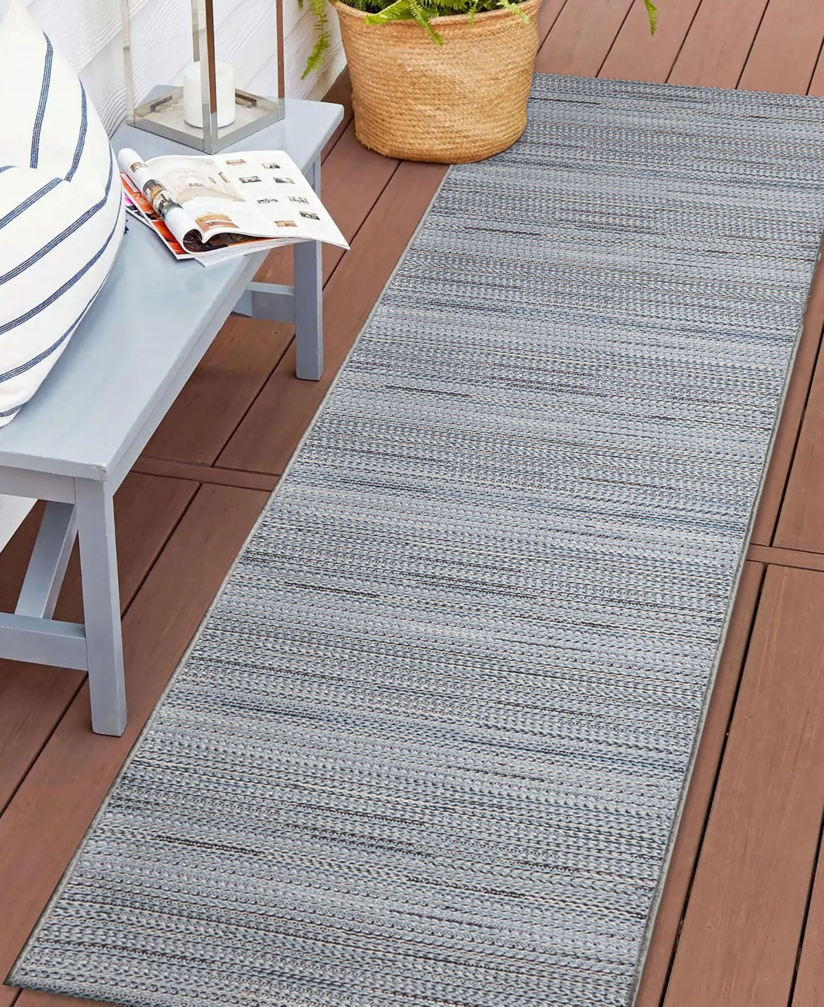 Shop Liora Manne Miranda Tweed Stripe 1'11"x7'6" Runner Area Rug In Denim