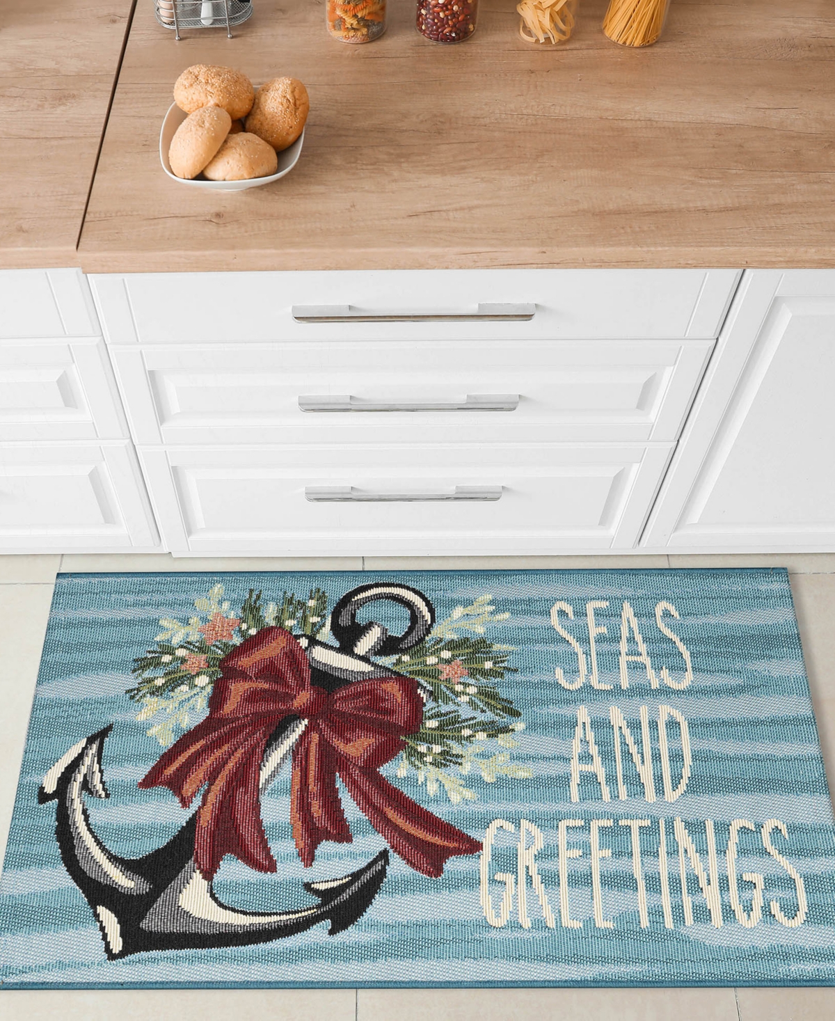Shop Liora Manne Esencia Seas And Greetings 2'5"x3'11" Area Rug In Ocean