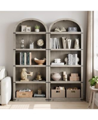 Bookcase Arched Bookshelf 71.65in Tall Bookcase Farmhouse Display Storage Rack