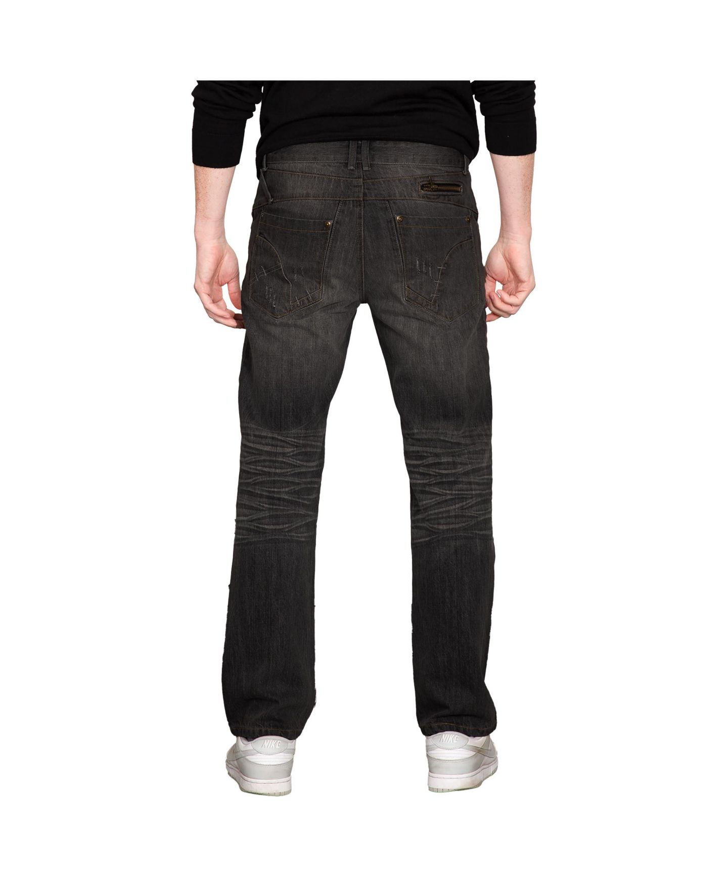 Мужские джинсы Level 7 Utility Pocket Relaxed Bootcut Premium Denim Jean, цвет: Чёрный — фото 2