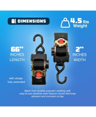 50030 Retractable Transom Tie Down Bolt On Straps, 2" x 5.5' (2 Straps)