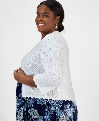 Plus Size Half-Sleeve Sweater Shrug