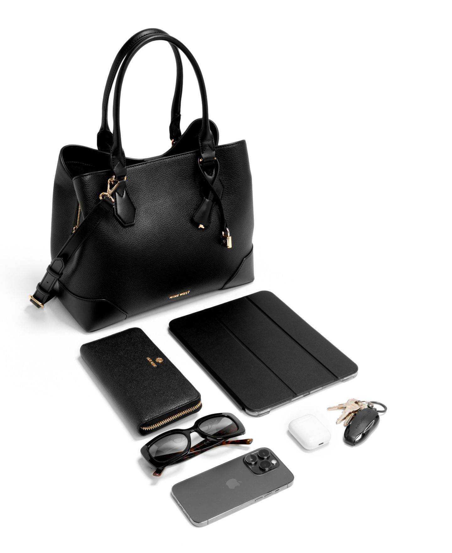 Женская сумка Nine West Brooklyn Jet Set Carryall, цвет: Чёрный — фото 6