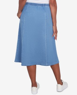 Women's Paneled Full Length Denim Skirt