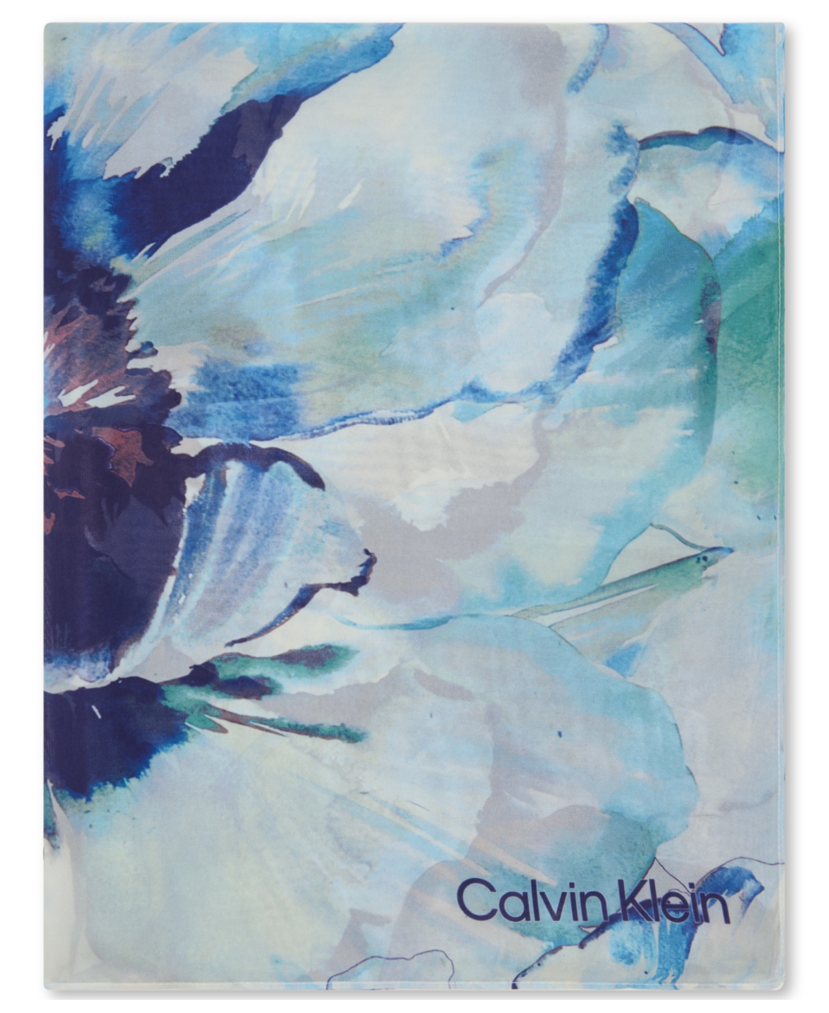 Calvin Klein Ethereal Floral Chiffon Wrap In Ethereal Blue