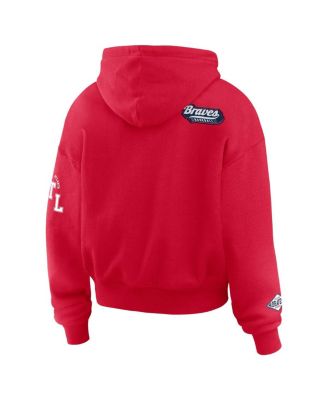 WEAR by Erin Andrews Women's Red Atlanta Braves Patch Quarter-Zip Hoodie