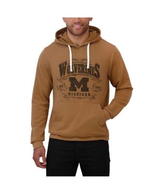 Men's Tan Michigan Wolverines Camp Fleece Tri-Blend Pullover Hoodie