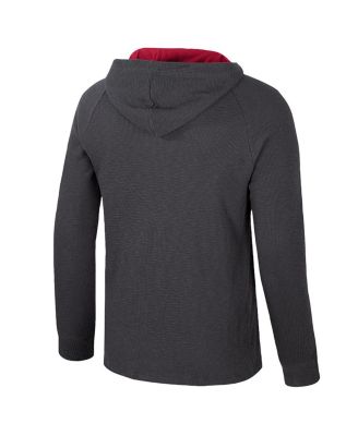 Men's Charcoal Alabama Crimson Tide Dujour Raglan Long Sleeve Henley Hoodie T-Shirt