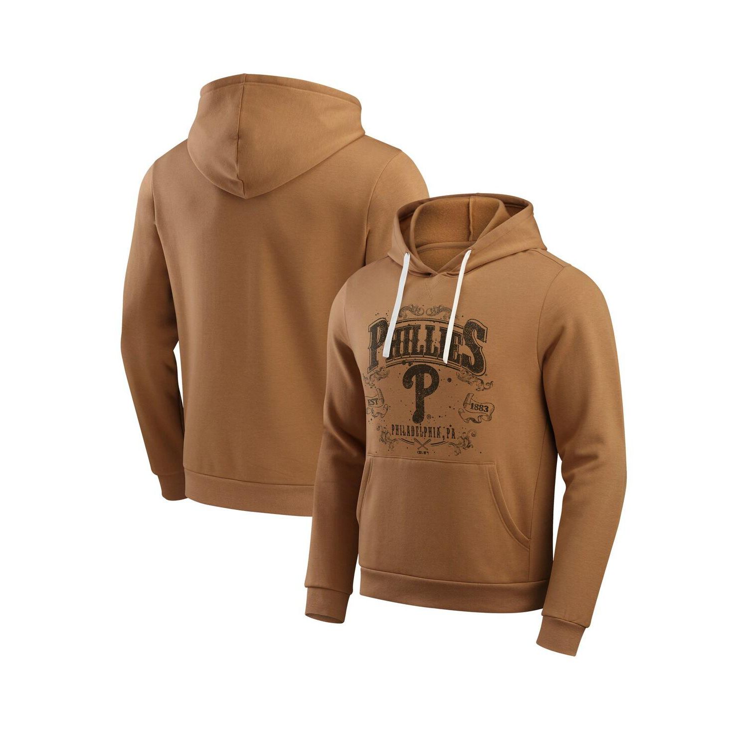 Men's Tan Philadelphia Phillies Camp Fleece Pullover Hoodie