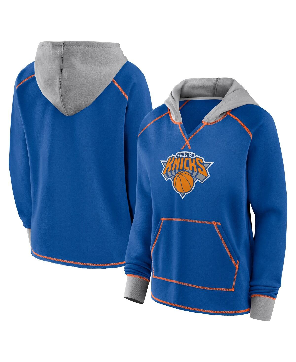 Women's Blue New York Knicks Boom Pullover Hoodie - Blue