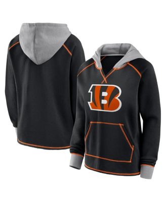 Logo Athletic - Women's Black Cincinnati Bengals Boom Fleece Pullover V-Neck Hoodie