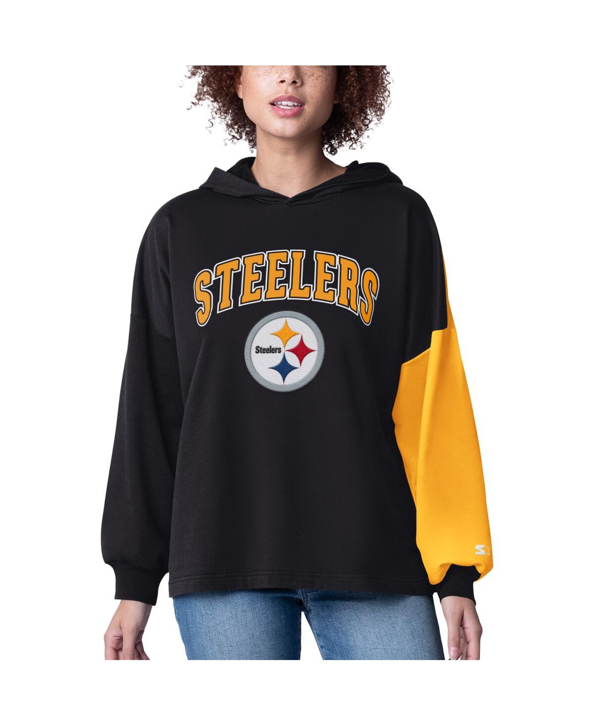 Women's Black Pittsburgh Steelers Power Move Long Sleeve Pullover Hoodie - Black