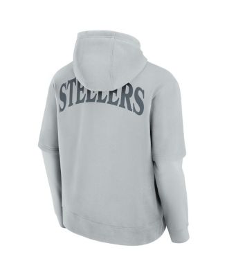Men's and Women's Gray Pittsburgh Steelers Sleek Elements Pullover Hoodie
