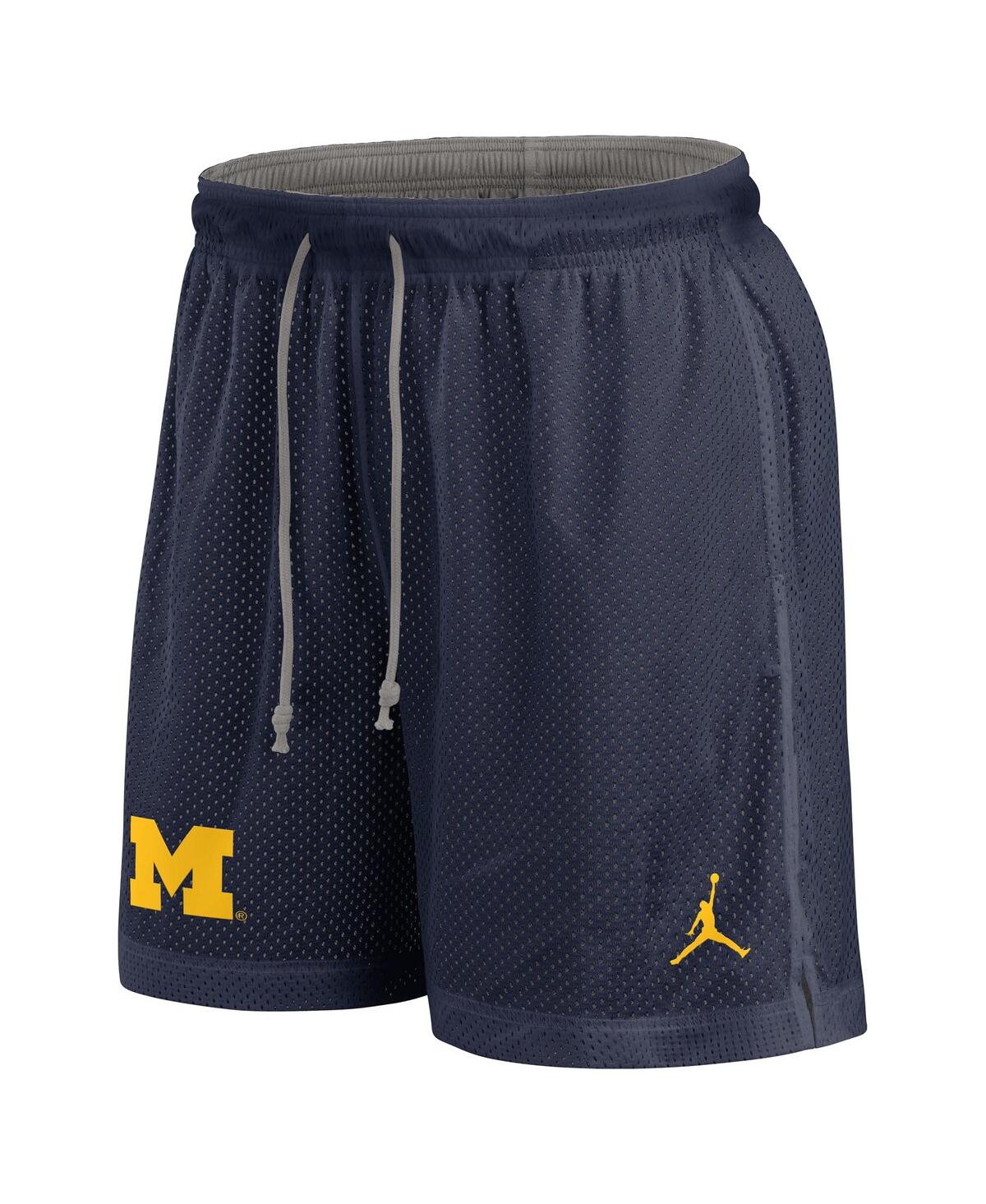 JORDAN MEN'S NAVY/HEATHER GRAY MICHIGAN WOLVERINES PLAYER SHORTS 