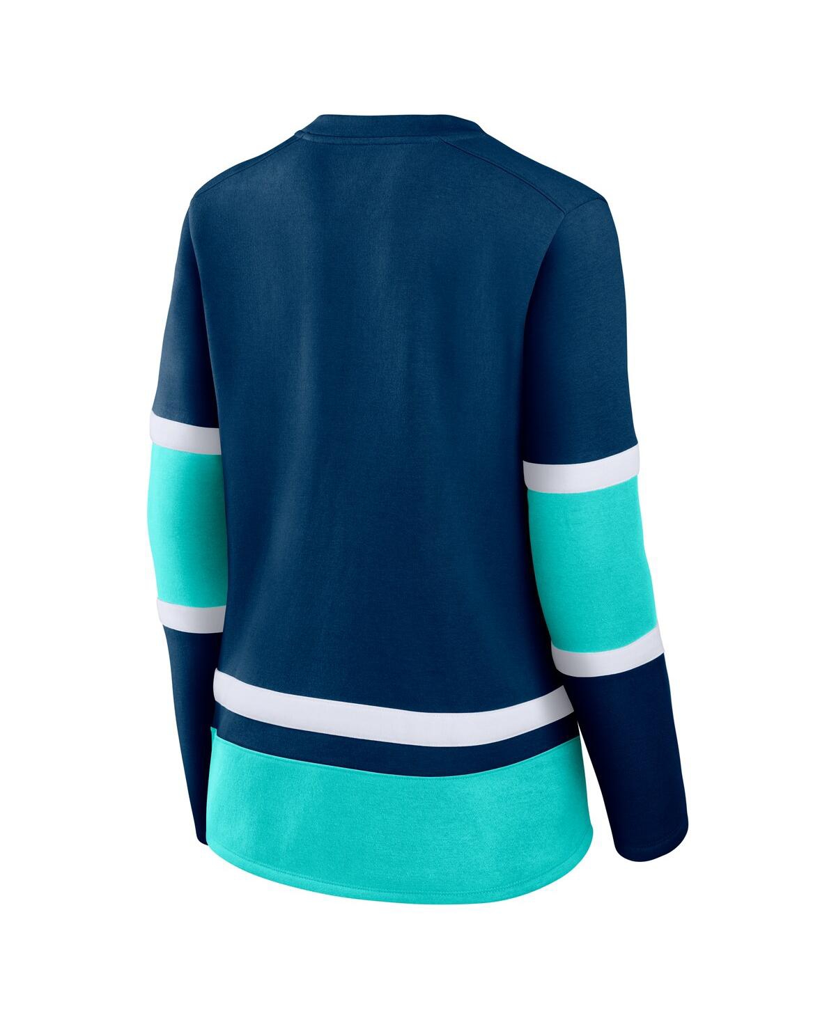 Fanatics Branded  Deep Sea Blue/light Blue Seattle Kraken Top Speed Lace-up Pullover Sweatshirt In Deep Sea Blue