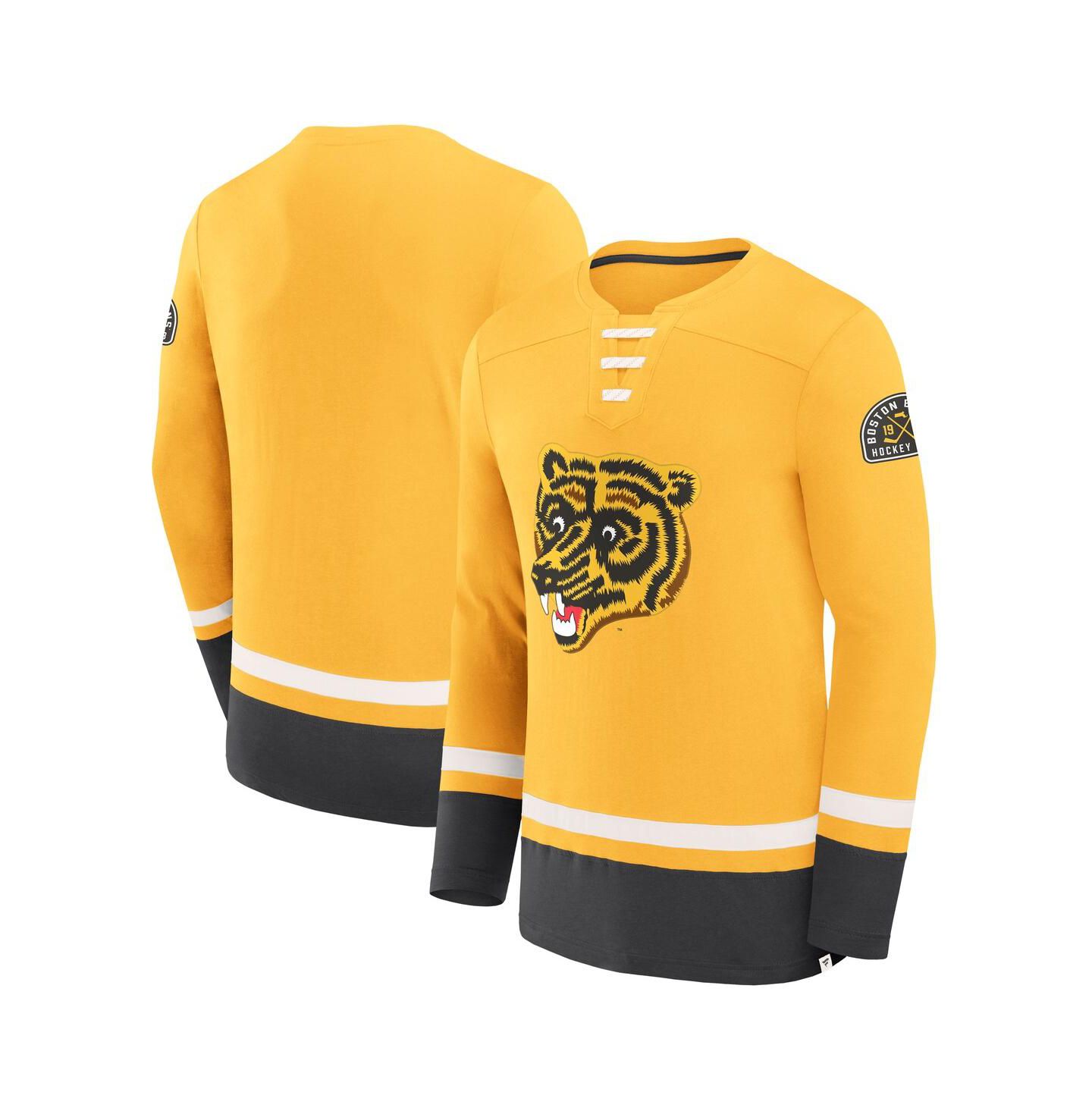 Мужская футболка Fanatics Gold Boston Bruins Vintage High Point Long Sleeve — фото 1