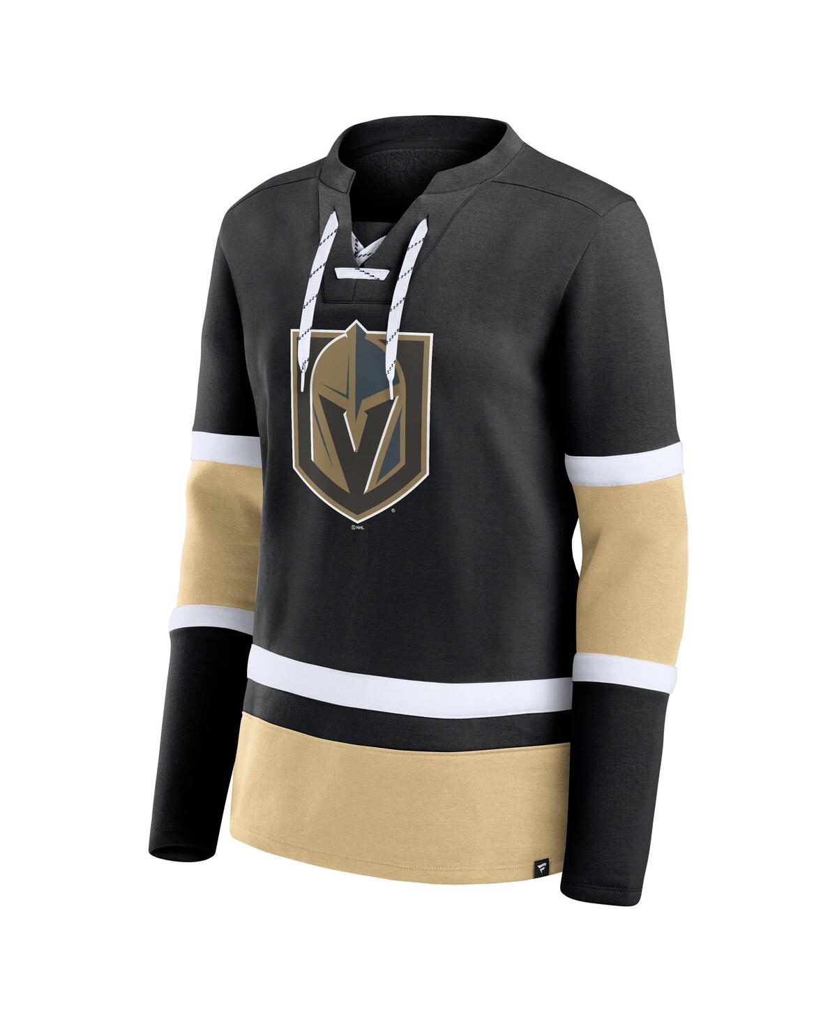 Fanatics Women's Black Vegas Golden Knights Prime Time Lace-up Long Sleeve T-shirt In Black