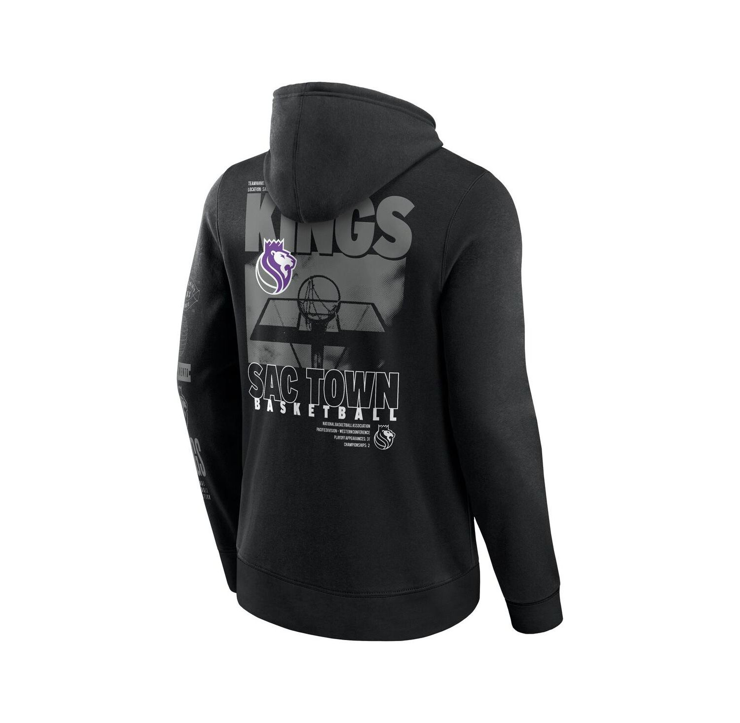 Men's Black Sacramento Kings Game Time Crossover Pullover Hoodie