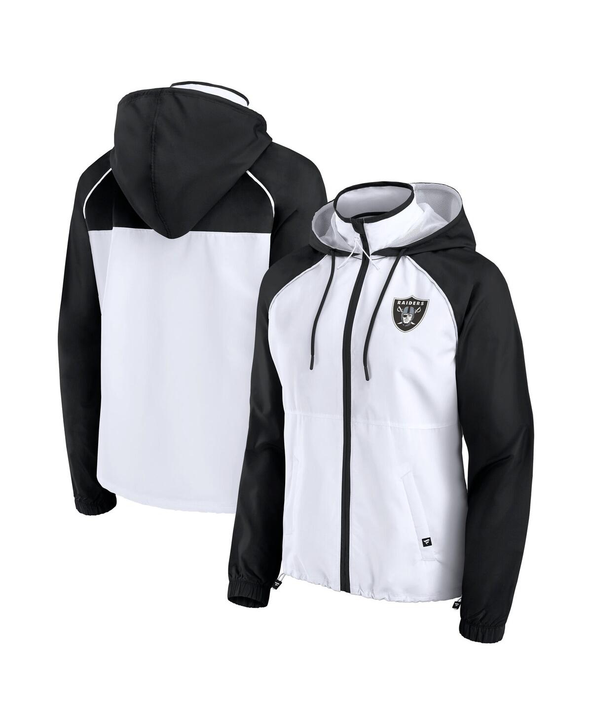 Women's White Las Vegas Raiders Full-Zip Anorak Hoodie Jacket - White, Black