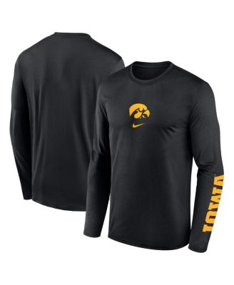 Nike - Men's Black Iowa Hawkeyes Primetime Center Lockup Two-Hit Legend Long Sleeve T-Shirt