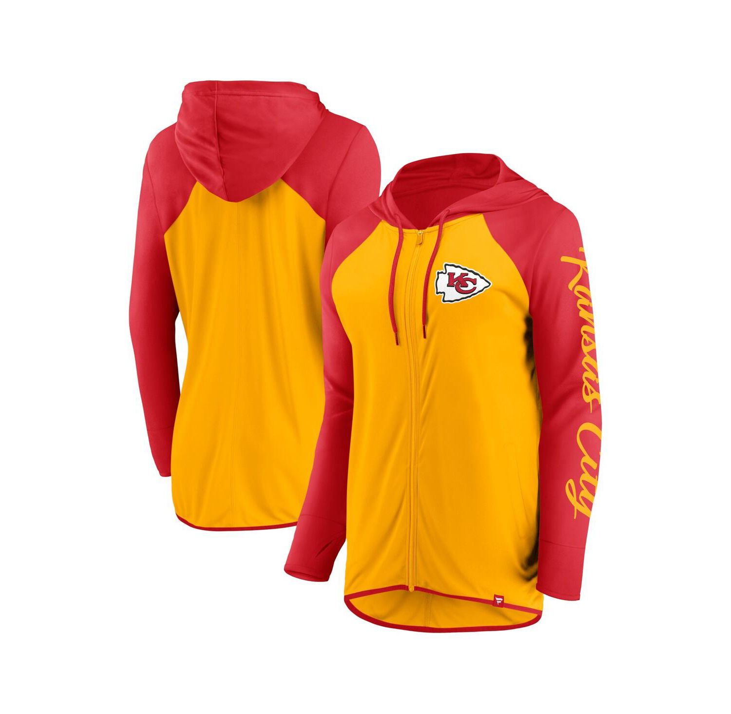 Women's Gold/Red Kansas City Chiefs Script Full-Zip Hoodie