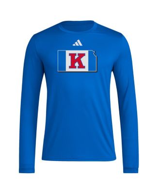 Men's Royal Kansas Jayhawks Basketball State Outline Pre-Game Long Sleeve T-Shirt