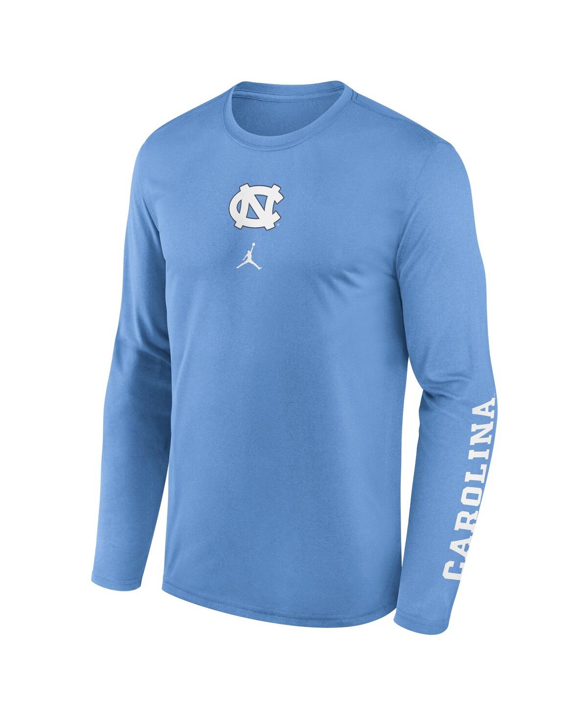 Jordan Men's Carolina Light Blue North Carolina Tar Heels Primetime Center Lockup Two-hit Legend Long Sleev In Light Blue
