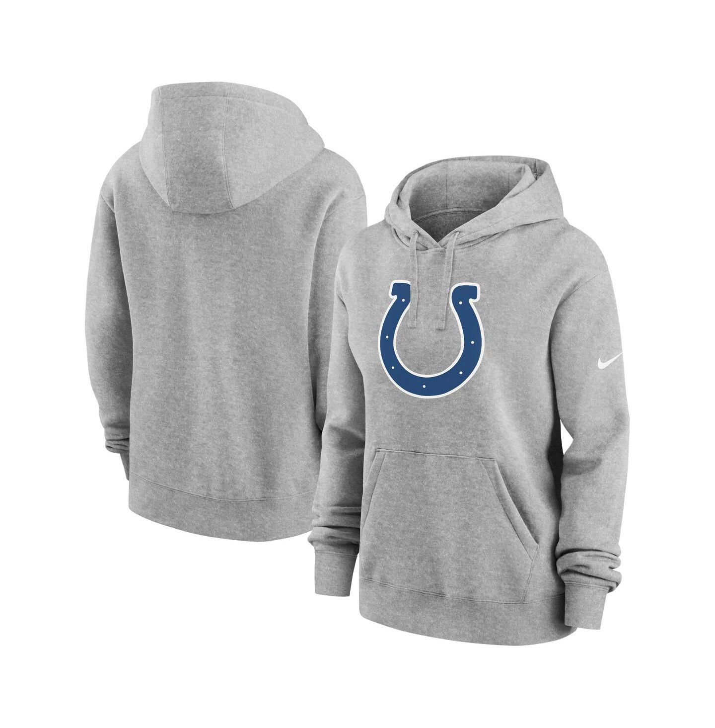 Женское худи Nike Heather Gray Indianapolis Colts Club Fleece Pullover — фото 1