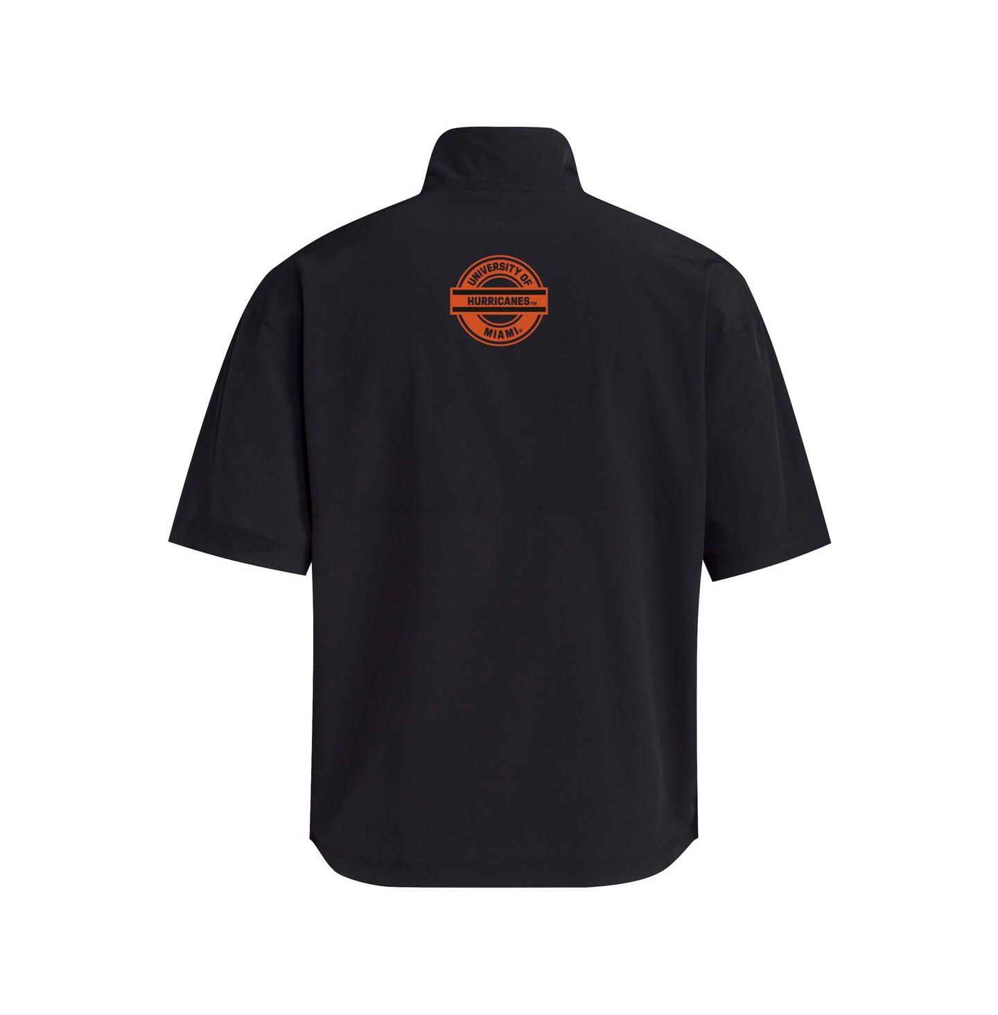 Мужская куртка adidas Black Miami Hurricanes 2024 Half-Zip Short Sleeve Training — фото 2