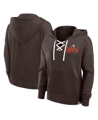 Fanatics - Women's Brown Cleveland Browns Blitz Left Lace-Up Pullover Hoodie