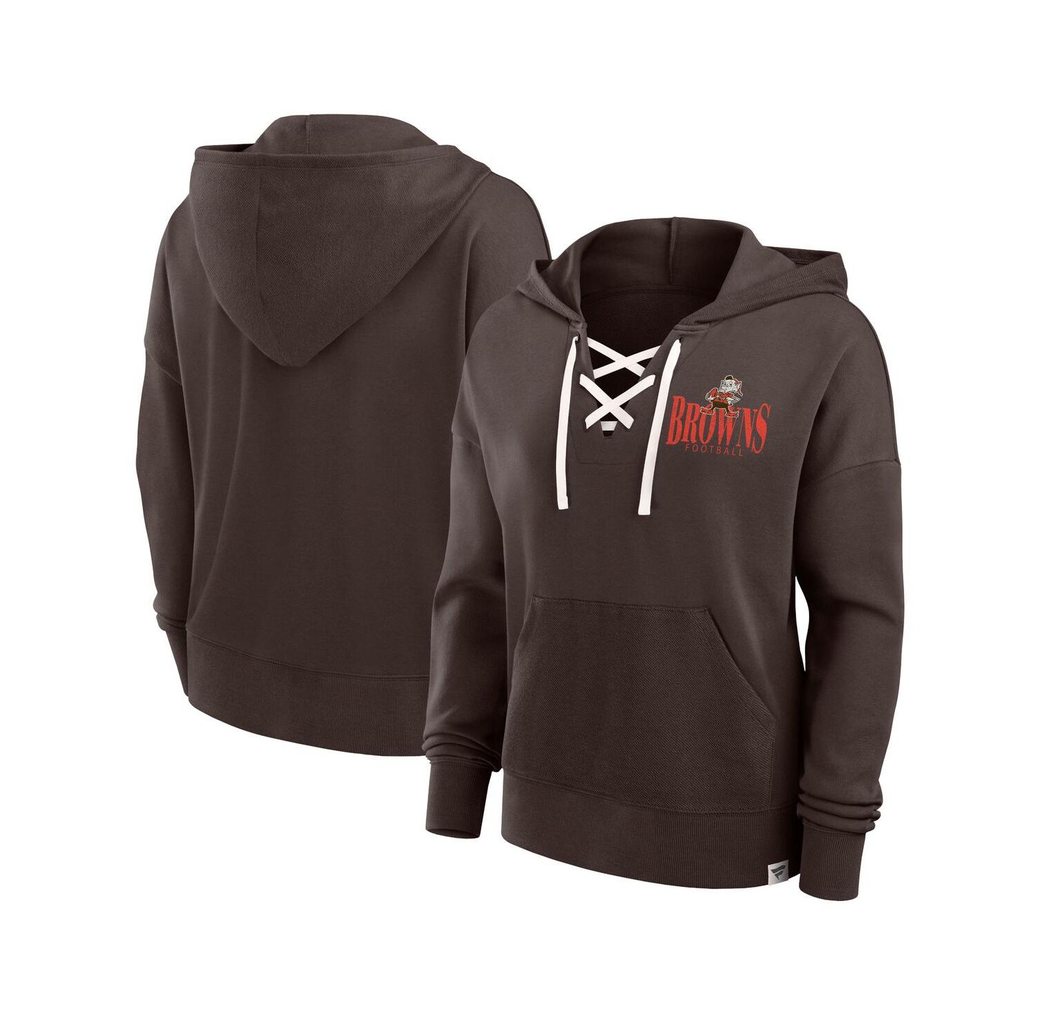 Women's Brown Cleveland Browns Blitz Left Lace-Up Pullover Hoodie