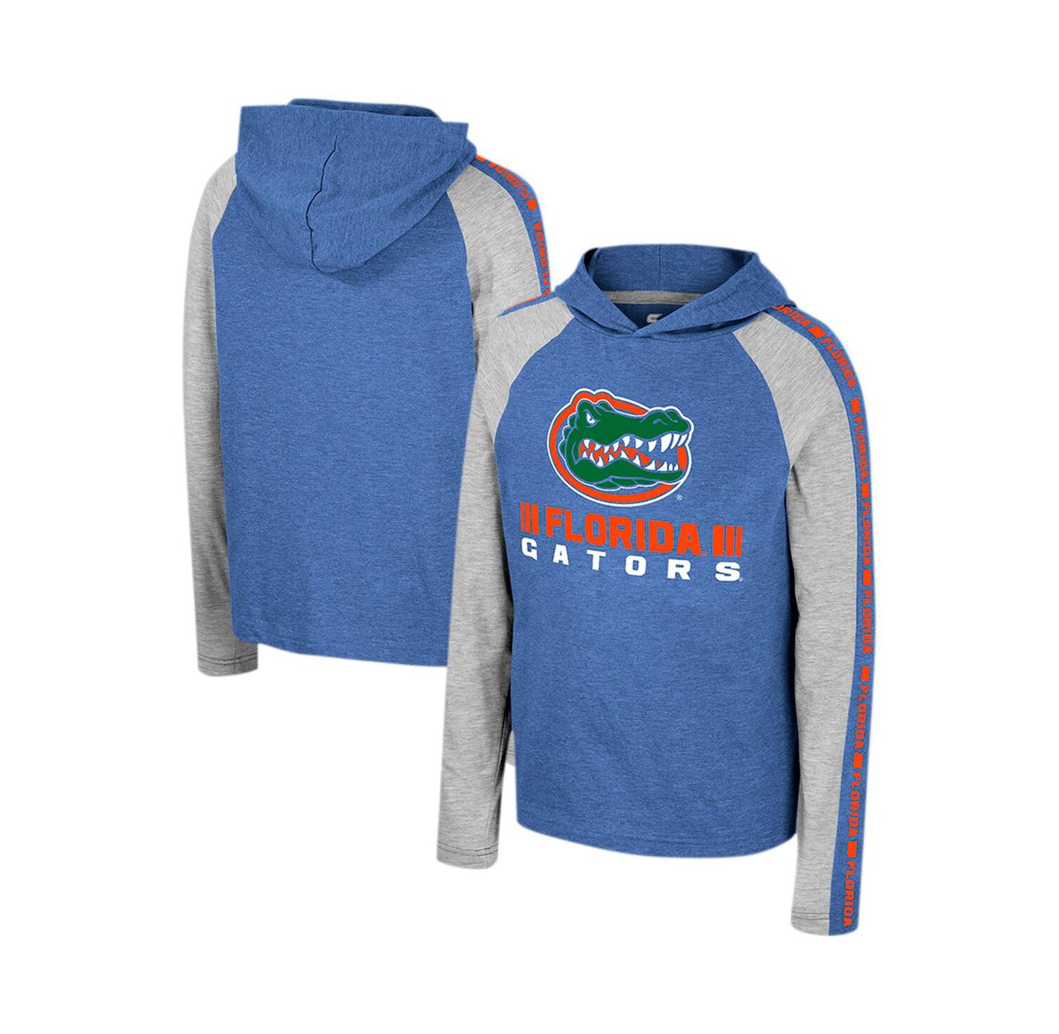 Big Boys and Girls Royal Florida Gators Ned Raglan Long Sleeve Hooded T-Shirt