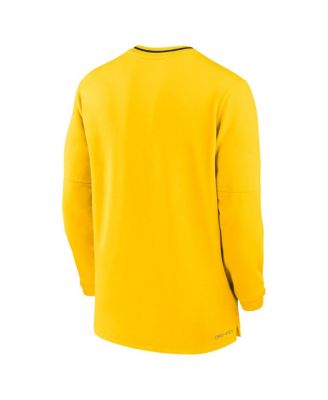 Men's Maize Michigan Wolverines 2024 Sideline Coach Performance Half-Zip Long Sleeve Top