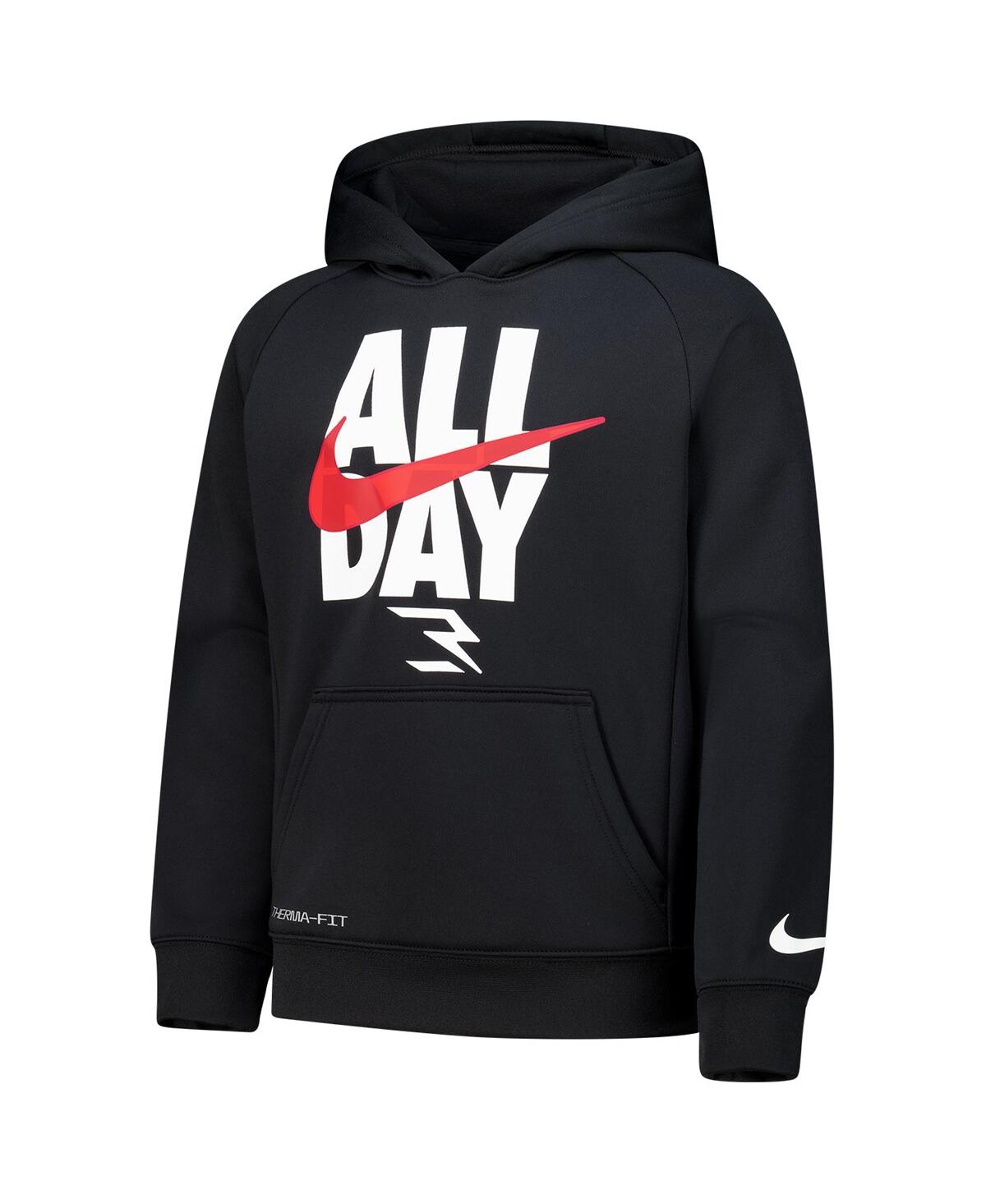 Nike 3brand By Russell Wilson Big Boys And Girls Black All Day Performance Raglan Pullover Hoodie In Black