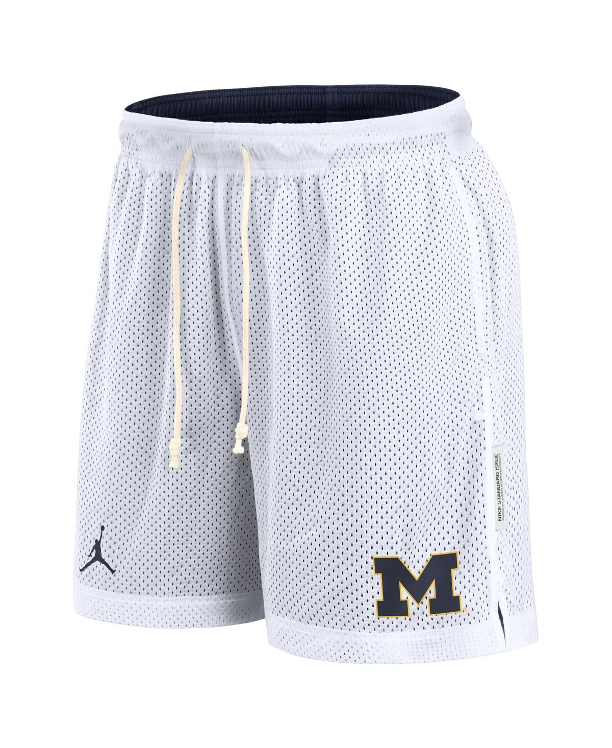 JORDAN MEN'S WHITE/NAVY MICHIGAN WOLVERINES PRIMETIME REVERSIBLE SHORTS 