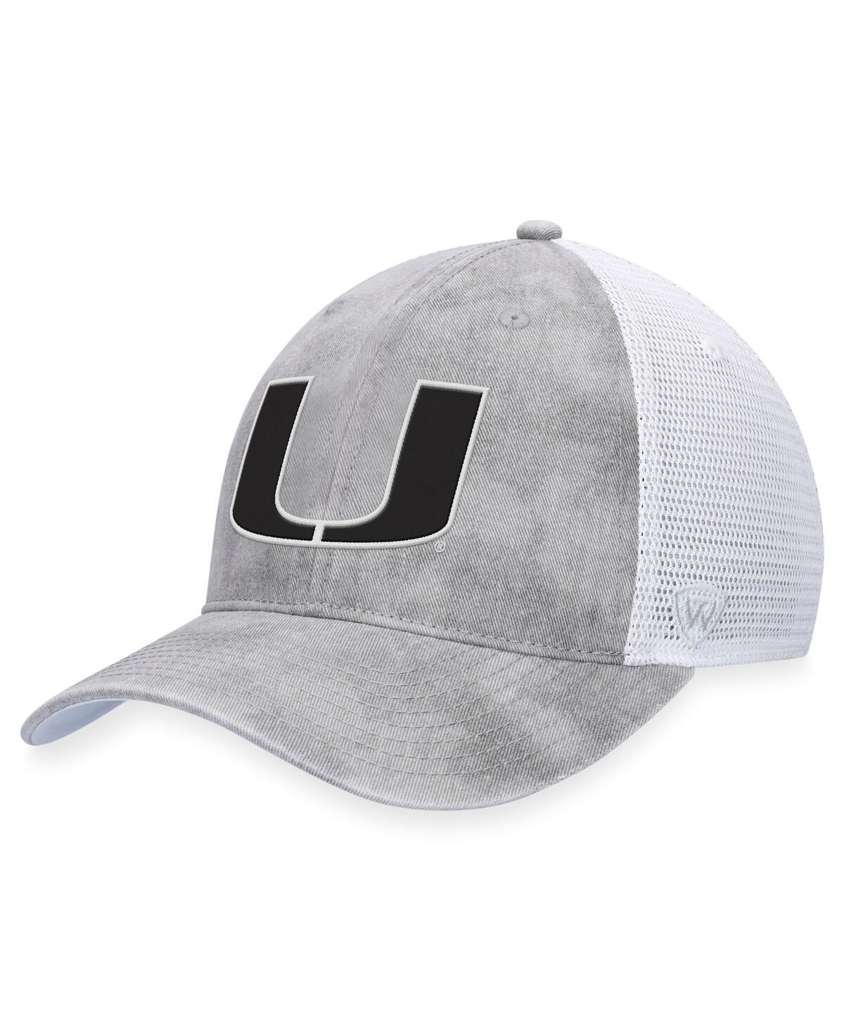 Top Of The World Men's Gray/white Miami Hurricanes Slate Trucker Adjustable Hat In Gray,white